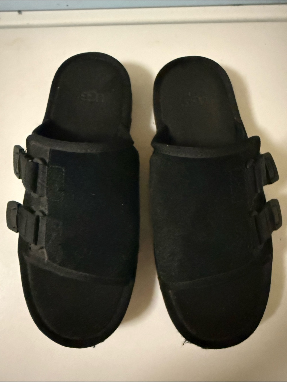 UGG Men’s Black Slide Sandals with Dual Buckle Straps